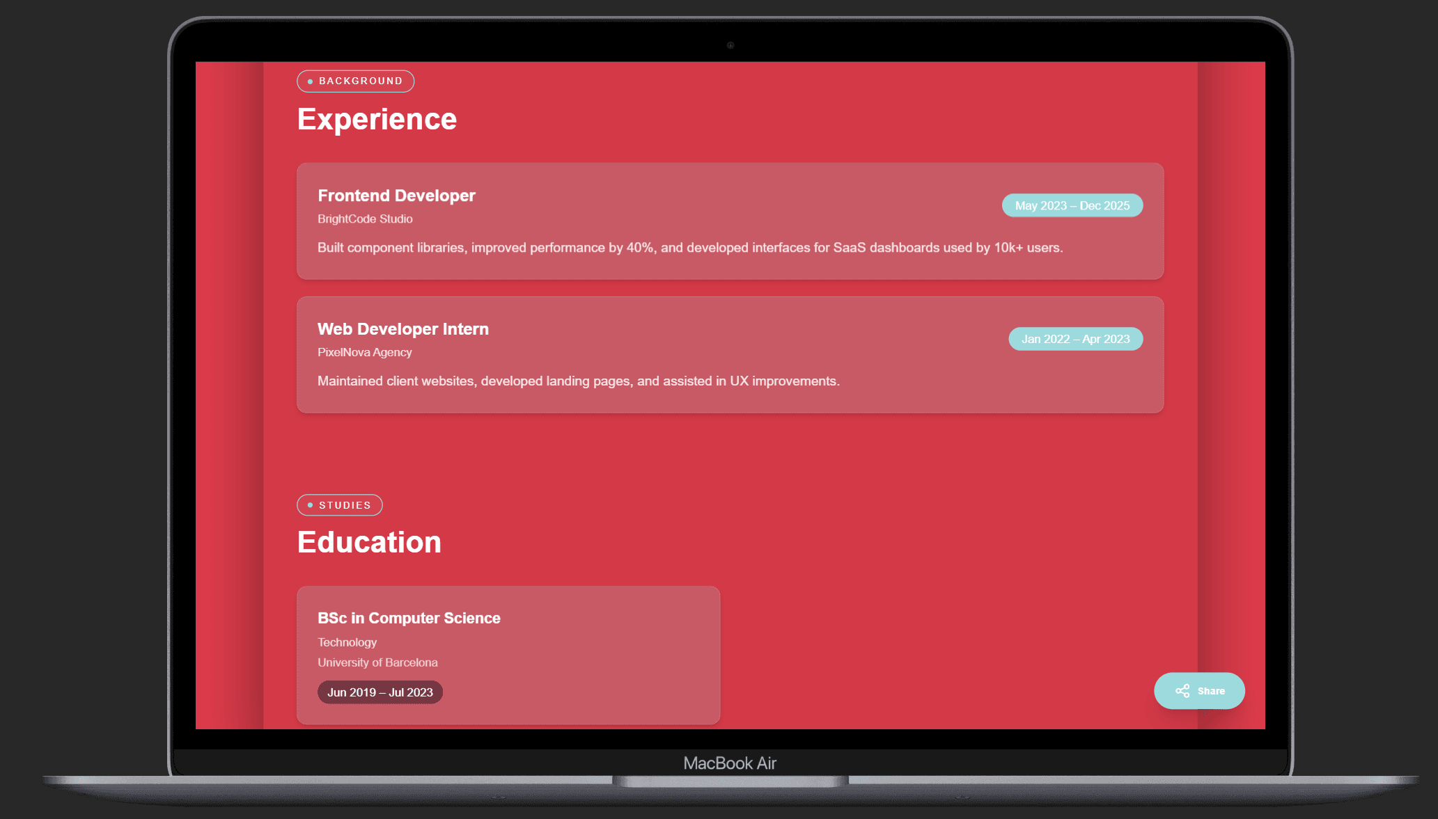 Portfolio Generator - Plantilla Moderna vista 2